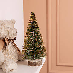 Новорічна настільна ялинка золота Стріла 25 см на дерев'яній підставці SOK-М-12-4