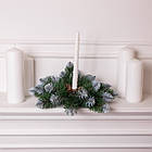 Штучний підсвічник вінок Новорічний з декором зелений із засніженими кінчиками на 1 свічку SOK-O-2, фото 2