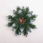 Штучний підсвічник вінок Новорічний з декором зелений із засніженими кінчиками на 1 свічку SOK-O-2, фото 3