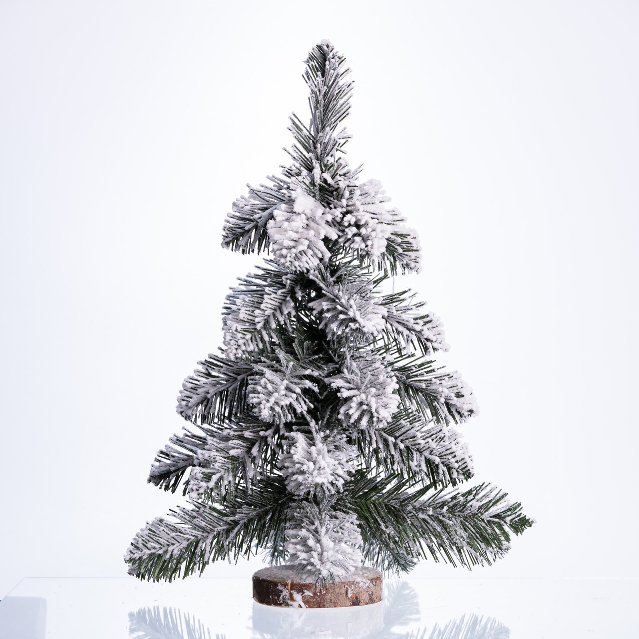Штучна міні ялинка "Снігова королева" засніжена на дерев'яній підставці 40 см SOK-M-05-1, фото 1