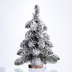 Штучна міні ялинка "Снігова королева" засніжена на дерев'яній підставці 40 см SOK-M-05-1