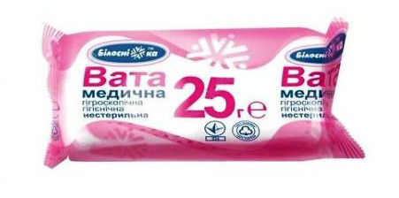 Вата ролик медична нестерильна Білосніжка 25 г, фото 1