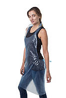 Щільний одноразовий поліетиленовий фартух SanGig Premium, 100 шт. Блакитний