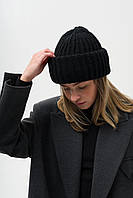 Женская Without Pikul зимняя шапка черная грубая вязка теплый материал