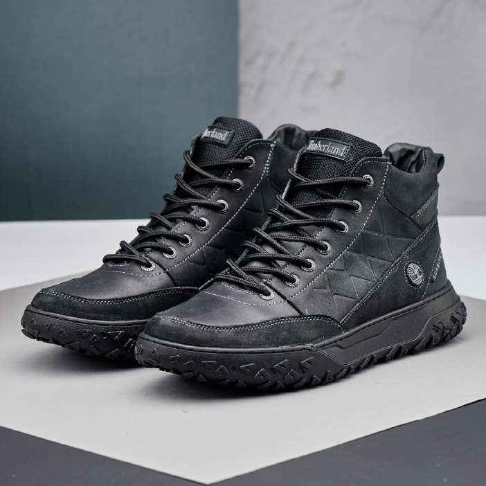 Зимові чоловічі шкіряні черевики, кросівки чорні утеплені з натуральної шкіри на хутрі на зиму для чоловіків, розмір 40-45, фото 1