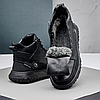 Зимові чоловічі шкіряні черевики, кросівки чорні утеплені з натуральної шкіри на хутрі на зиму для чоловіків, розмір 40-45, фото 6