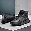 Зимові чоловічі шкіряні черевики, кросівки чорні утеплені з натуральної шкіри на хутрі на зиму для чоловіків, розмір 40-45, фото 3