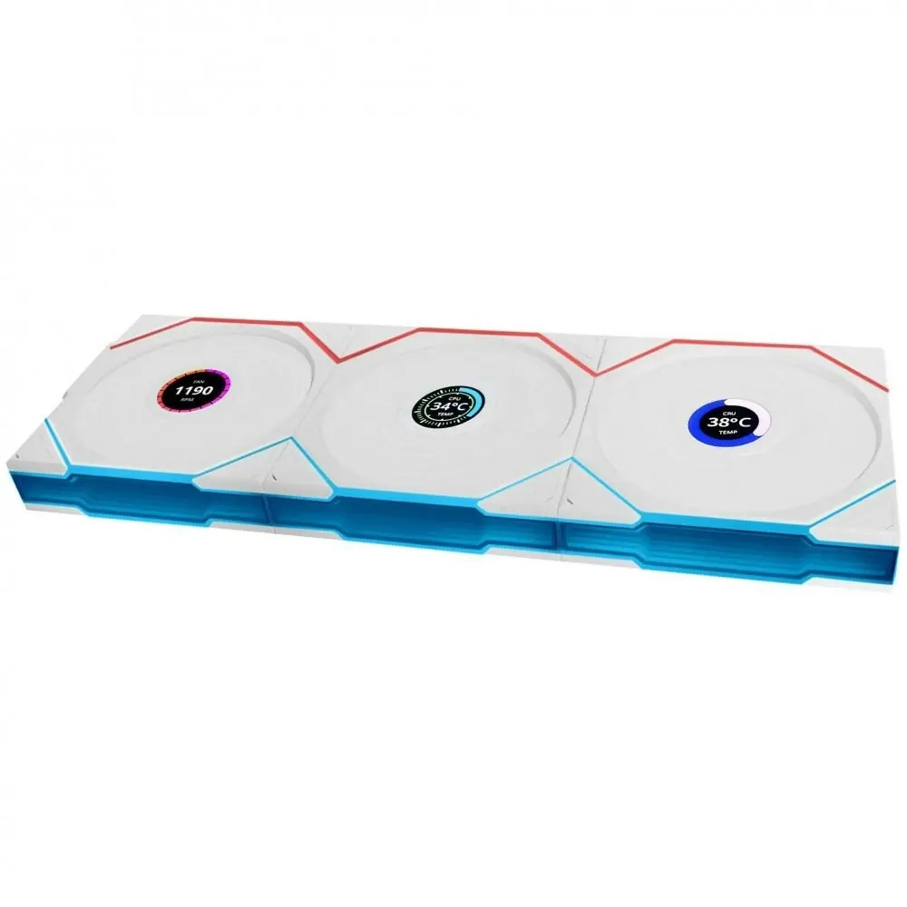 Вентилятор Lian Li Uni Fan TL120 LCD Wireless 3-pack White (12RTLLCD1W3W), фото 1