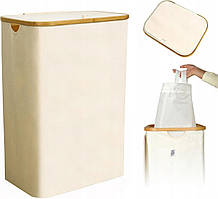 Кошик CALIYO для білизни з кришкою — 100 л, вузька, складаний, бамбуковий