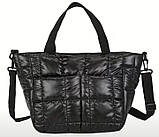 Сумка стьобана жіноча стильна. Чорна, фото 2