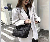 Сумка стьобана жіноча стильна. Чорна, фото 4