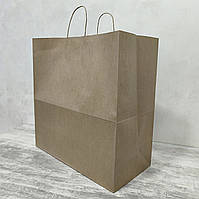 Великий крафт пакет 450*215*450 мм з широким дном, папір ІМПОРТ, 100 г/м2 для верхнього одягу, об'ємних речей, фото 2