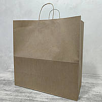 Великий крафт пакет 450*215*450 мм з широким дном, папір ІМПОРТ, 100 г/м2 для верхнього одягу, об'ємних речей, фото 3
