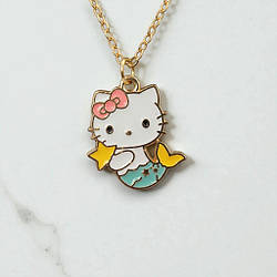 Кулон золотистий у вигляді Хеллоу Кітті (Hello Kitty) русалка з зіркою 2.2 см 45+5 см IgnisFlos348