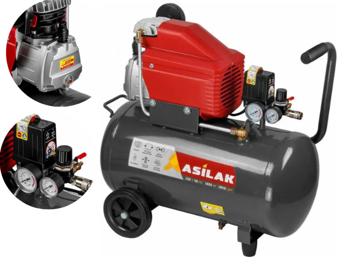 Компресор ASILAK масляний 50 л 1 циліндр, фото 1