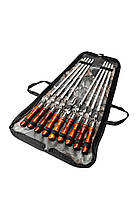 Набір шампурів Enot-6 Brown у сумці з дубовими ручками - 8 шампурів + вилка для м’яса, фото 3