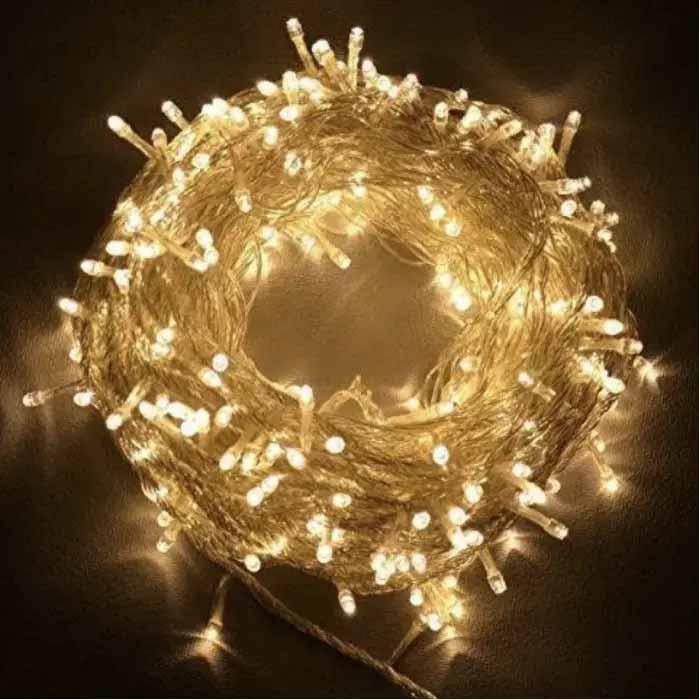 Світлодіодна гірлянда-нитка 800 LED, 40 метрів, теплий білий колір, прозорий шнур, декоративна LED гірлянда для дому