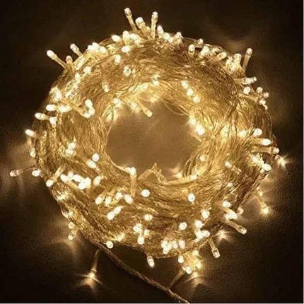 Світлодіодна гірлянда-нитка 800 LED, 40 метрів, теплий білий колір, прозорий шнур, декоративна LED гірлянда для дому, фото 1