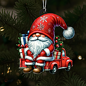 Дерев'яні ялинкові новорічні прикраси і фігурні іграшки красиві подарунки на ялинку новорічний гномик різдвяна іграшка прикраса