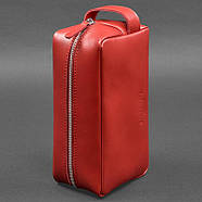 Шкіряна косметичка-несесер 6.0 (червона) шкіра краст, фото 3