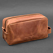 Шкіряна косметичка-несесер 6.0 (світло-коричнева) шкіра Crazy Horse, фото 5