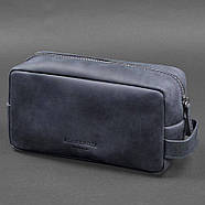 Шкіряна косметичка-несесер 6.0 (темно-синя) шкіра Crazy Horse, фото 3