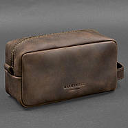 Шкіряна косметичка-несесер 6.0 (темно-коричнева) шкіра Crazy Horse, фото 2