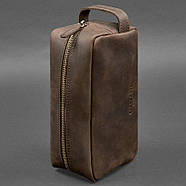 Шкіряна косметичка-несесер 6.0 (темно-коричнева) шкіра Crazy Horse, фото 4