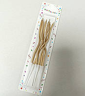 Набір свічок для торта коктейльні біле золото 12см 6шт