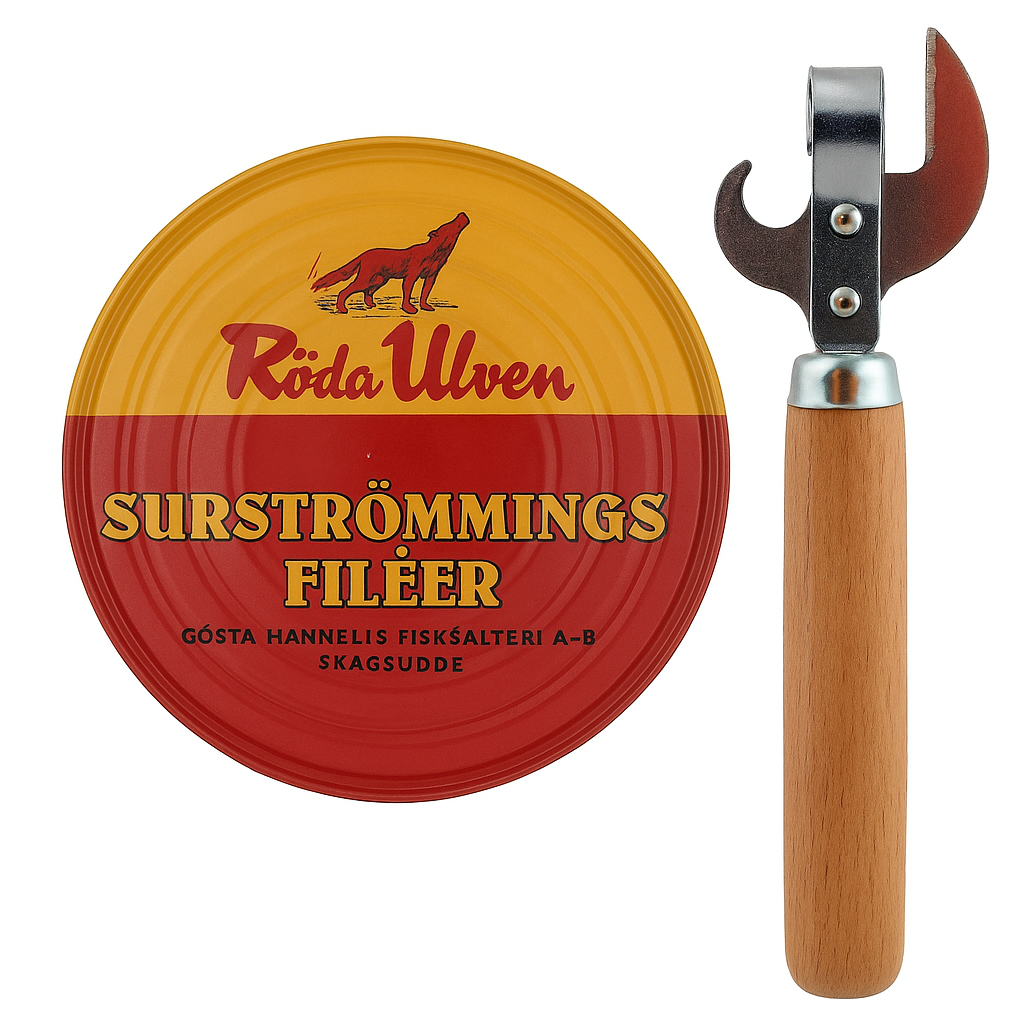 Сюрстремінг набір Surstromming Fileer Röda Ulven 400г банка (філе ферментований оселедця), фото 1