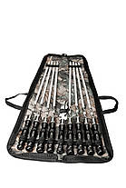 Набір Enot-6 Black у сумці - 8 шампурів з дерев’яними ручками + вилка для м’яса, фото 2