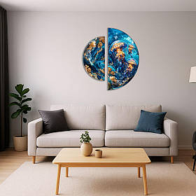 Картина за номерами Пейзаж. У глибинах океану з фарбами металік (напівкруги) 70*70 см Орігамі OSR 1014