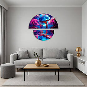 Картина за номерами Пейзаж. Тиша японської ночі (напівкруги) 70*70 см Орігамі OSR 1012