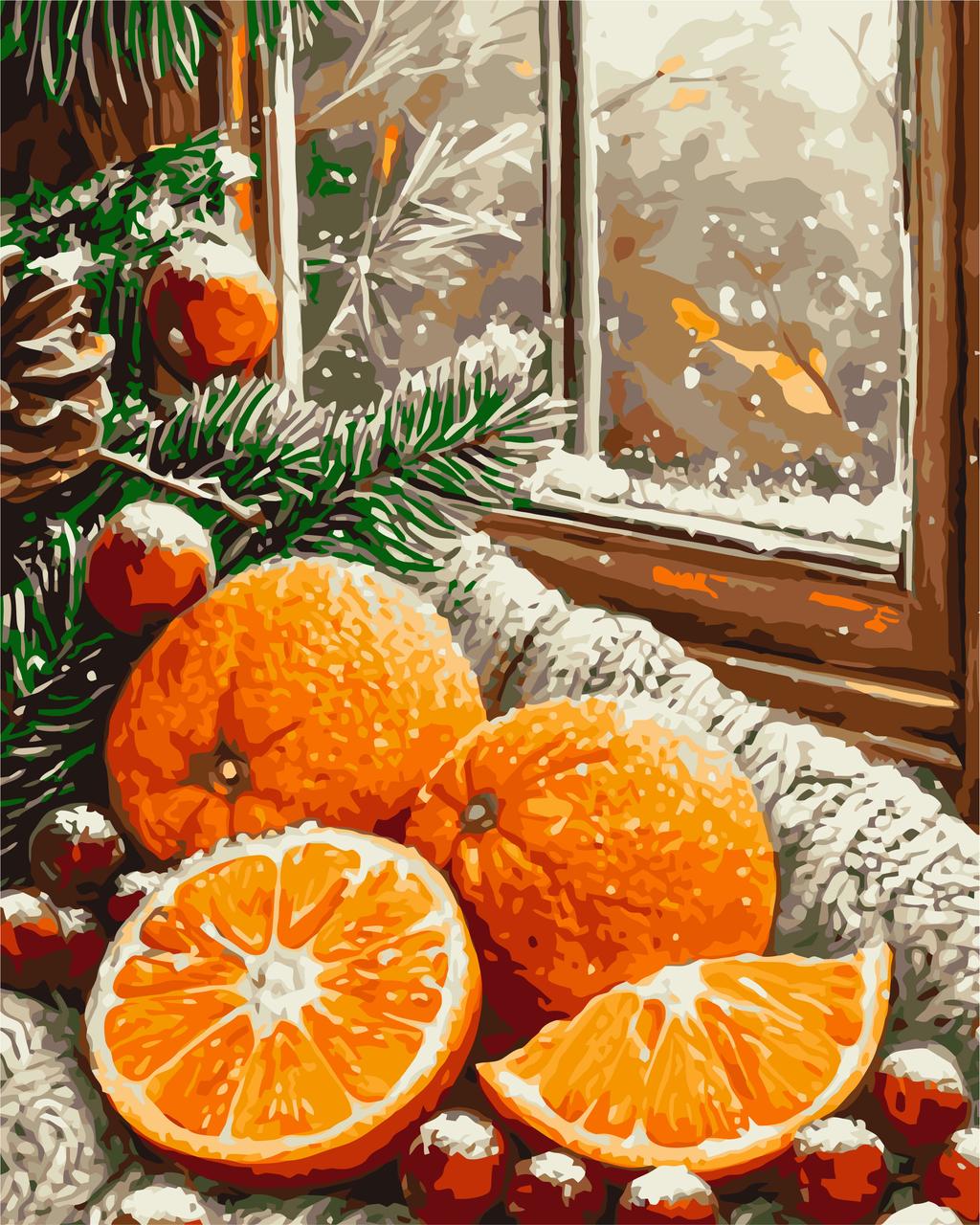 Картина за номерами Цитрусовий аромат. Зимовий натюрморт 40*50 см Орігамі LW 3548, фото 1