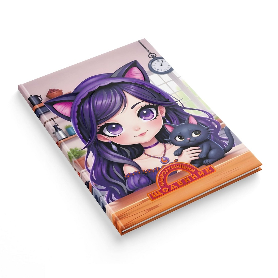 Щоденник учнівський, 17х24 см, 40 аркушів, тверда обкладинка, "Найрозумніший", "Аніме кошеня", Аркуш, фото 1