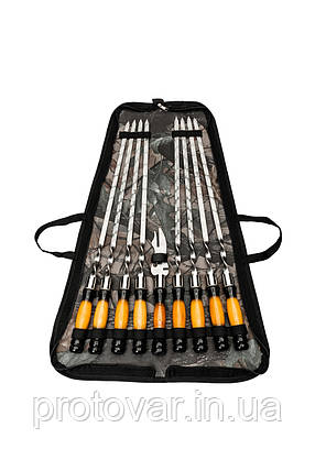 Подарунковий набір Enot-6 Gradient - 8 шампурів у сумці + вилка для м’яса, фото 1