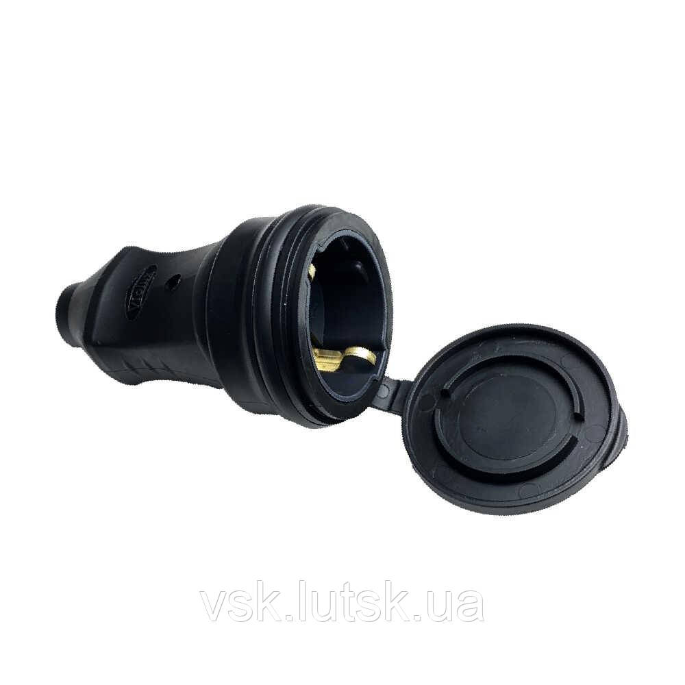 Розетка каучук VIOLUX 16А 1на з/з переносна з криш. IP44 (200/20шт), фото 1