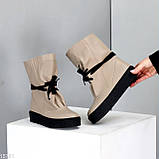 Жіночі коричневі черевики, жіночі шкіряні челсі, жіночі зимові черевики, натуральні жіночі черевики, фото 9