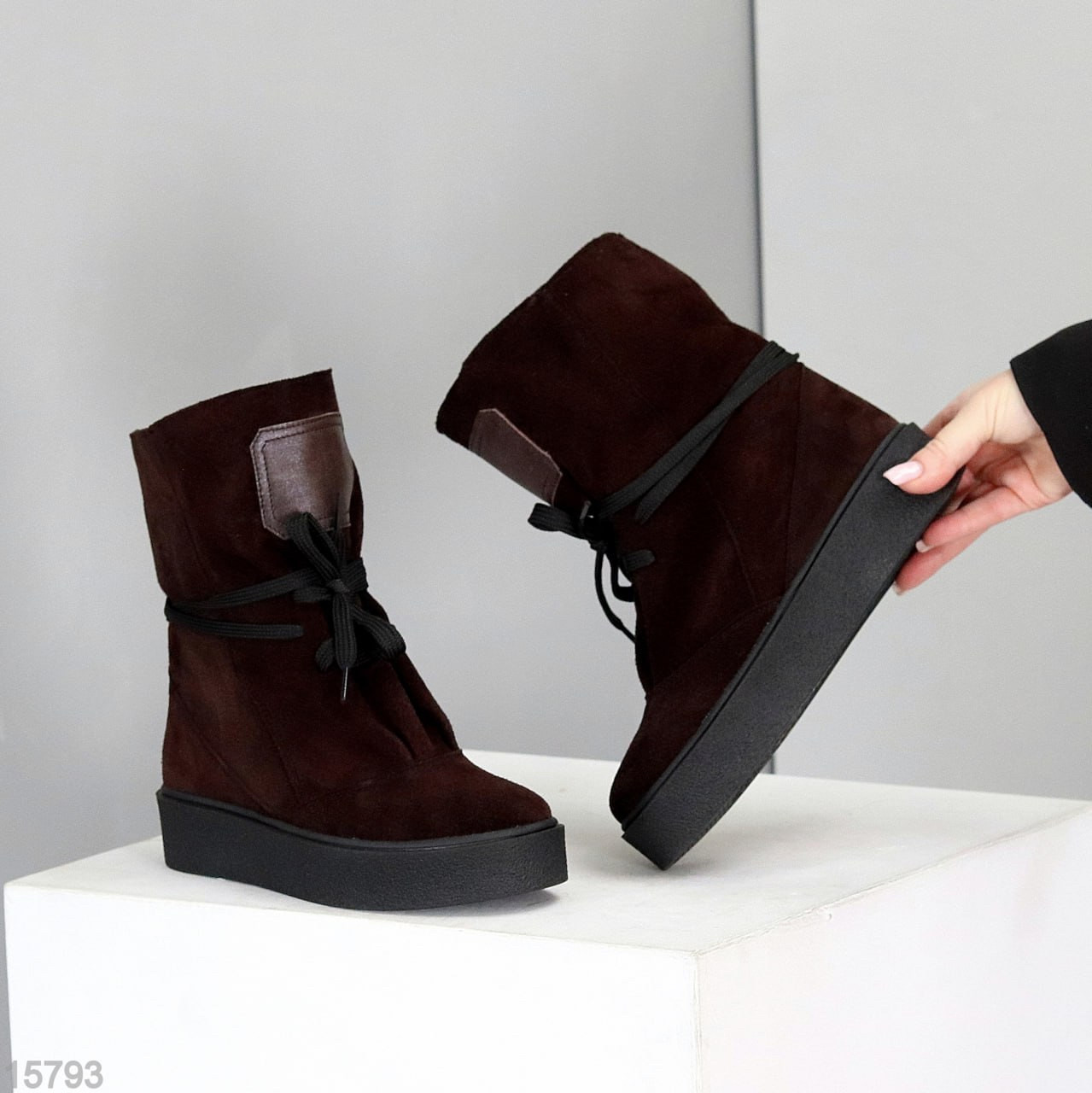 Жіночі коричневі черевики, жіночі шкіряні челсі, жіночі зимові черевики, натуральні жіночі черевики, фото 1