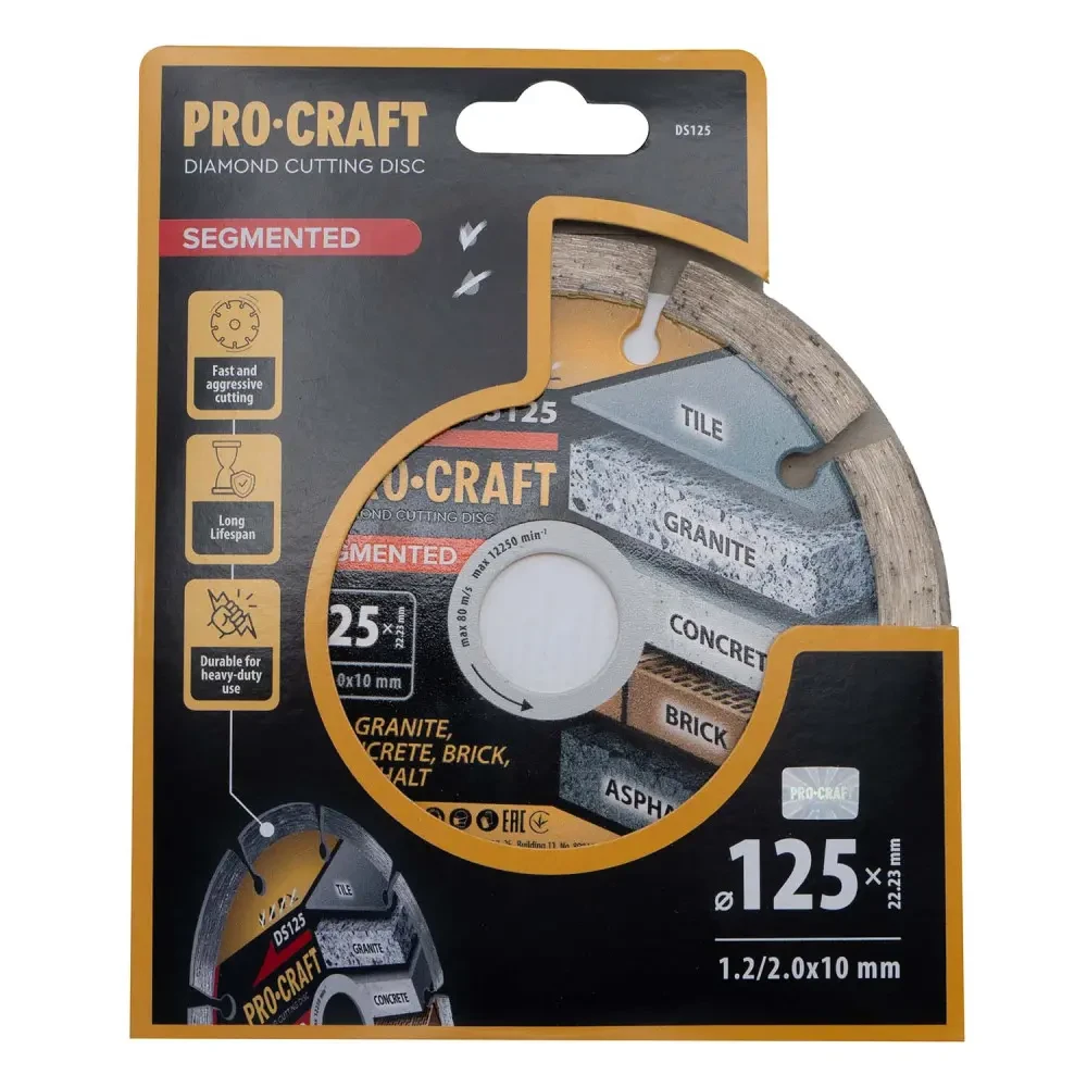 Диск алмазний 125×2.0×22.23 мм сегментний для плитки Procraft DS125, фото 1