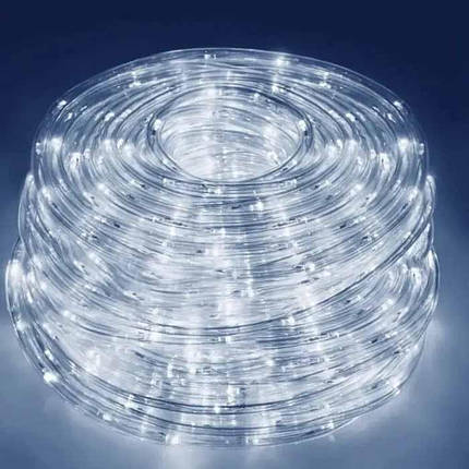 Світлодіодна гірлянда-шланг дюралайт 10 м, білий колір, гнучка LED стрічка, декоративна гірлянда з 8 режимами світіння, фото 1