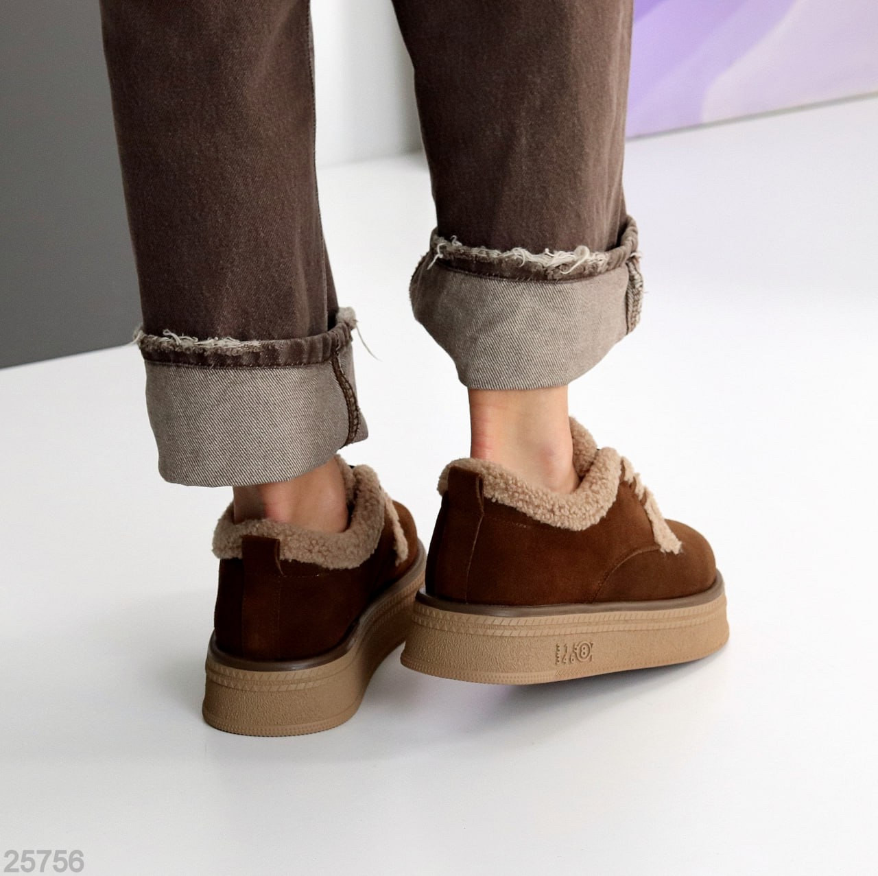 Жіночі зимові кеди, Зимові автроледі кеди коричневого кольору, Зимові замшеві кеди, фото 1