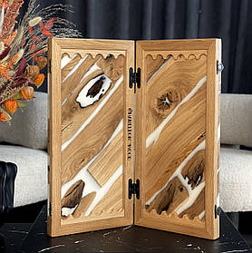 Нарди ручної роботи з натурального дерева та епоксидної смоли 50*50 см