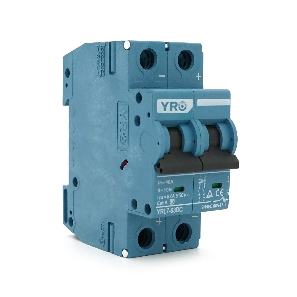 Автоматичний вимикач постійного струму YRO YRL7-63DC 2P 40A DC550V 6kA, DIN, 80*36*44.8mm, фото 1
