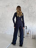 Жіночий графітовий теплий термокостюм "Лаунж" з трикотажу (лонг та широкі штани), фото 10