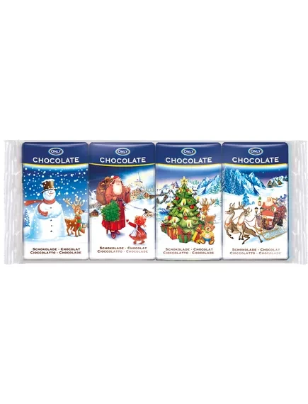 Шоколад молочний новорічний 60 г (4 шт по 15 г) для дітей ONLY, Австрія, фото 1