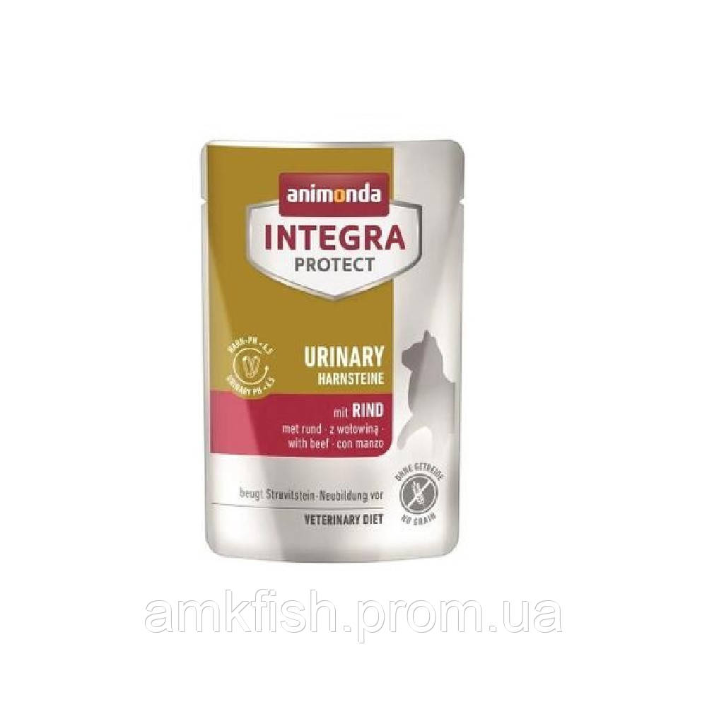 Корм ветеринарний вологий Integra Protect Urinary Struvit - pouch with beef для котів при сечокам яній хворобі з яловичиною, фото 1