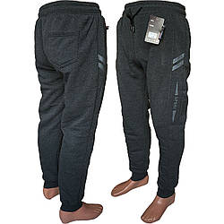 Чоловічі сірі трикотажні штани на манжеті з флісом "Фабричний Китай" Розміри: 48- 56 (37022-1)