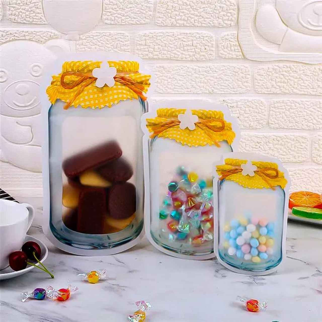 Набір пакетів для зберігання продуктів у формі банки, пакети харчові із зіп застібкою, фото 1