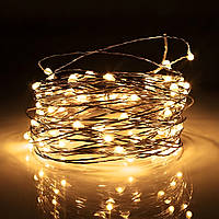 Світлодіодна гірлянда “Роса” 10 м, золоте світло, на батарейках + USB, статичний режим